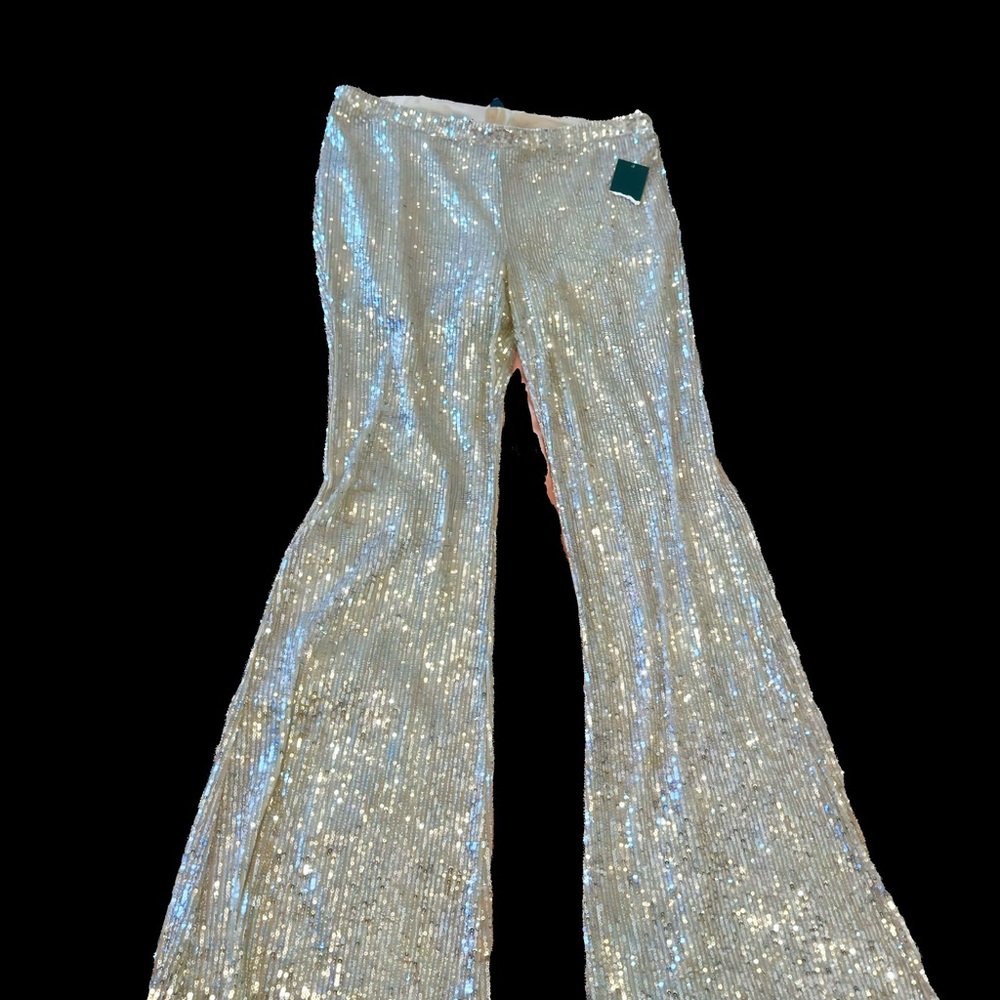 NWT Sequined Flare Pants Size Large
